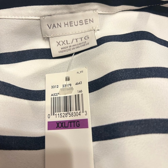 Van Heusen Women's Black and White Striped Top NWT XXL - Picture 6 of 8